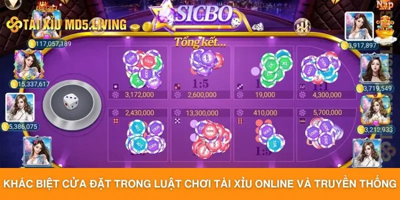 Khác biệt về cửa đặt trong luật chơi tài xỉu online và truyền thống